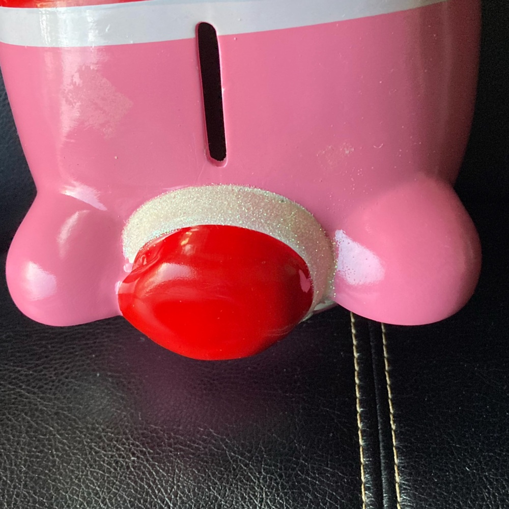 Vintage Room Essentials (RE) 2011 Pink, Red & White Ceramic Holiday Piggy Bank - Picture 9 of 16